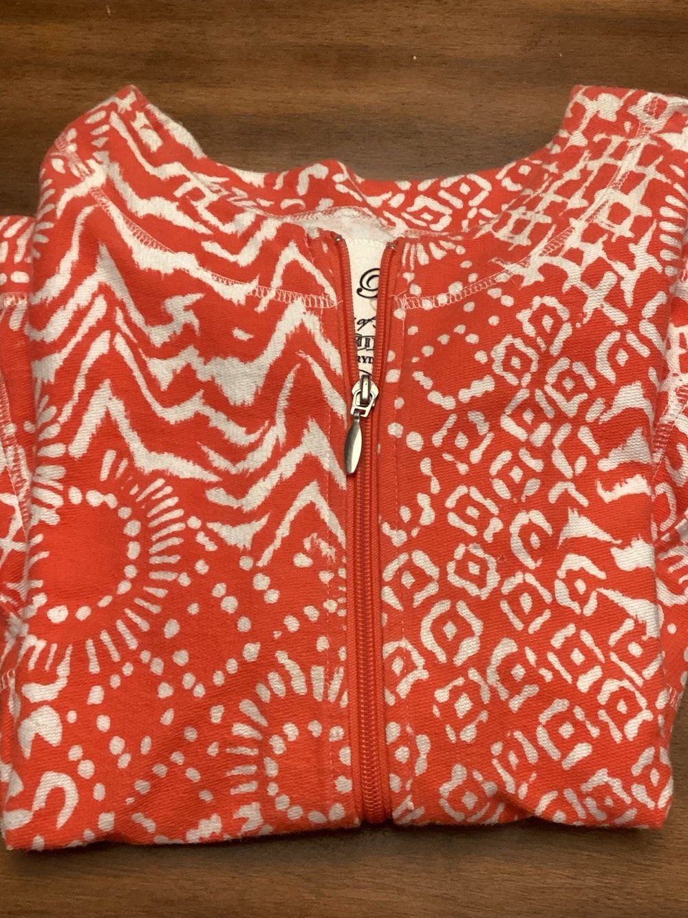 Onque Petite Elements of Style Clothing Ladies Orange/White Zip Jacket Size PM